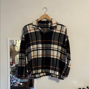 Madewell Boxy Plaid Flannel Button Up Shirt size Large
